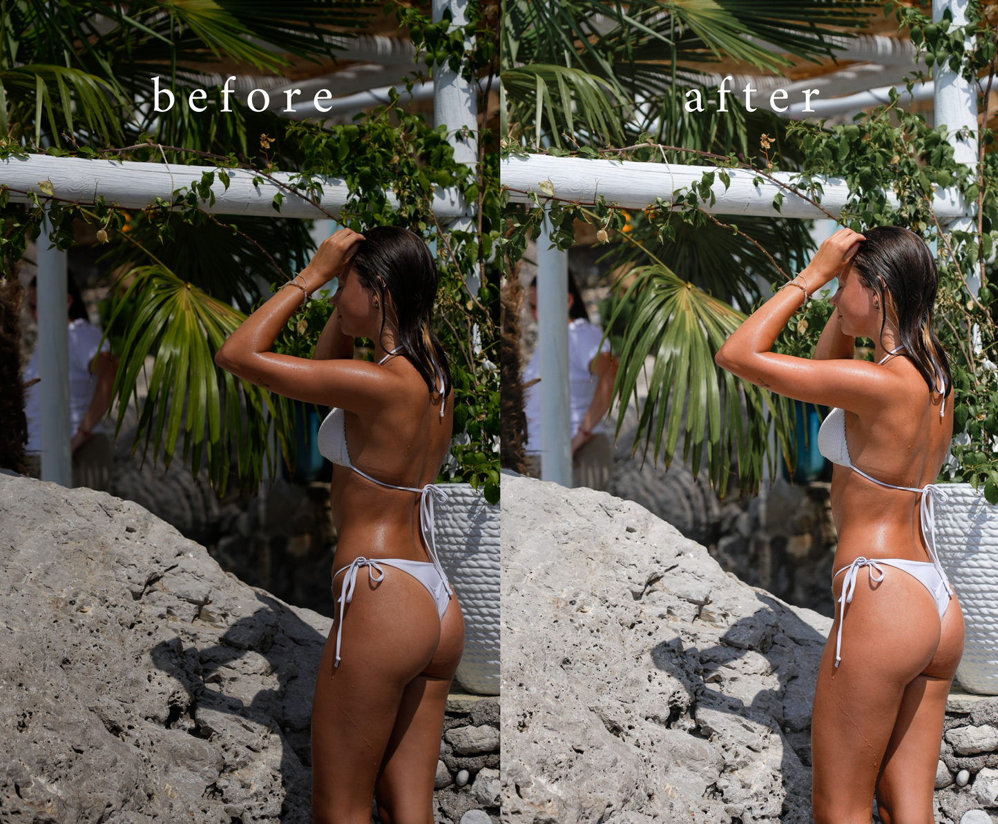 Tan and Whites Photo Preset Edit: Tan Skin Lightroom Presets for Beach Photos | Golden Bronze Bikini Edit | Europe Travel Mobile Filters
