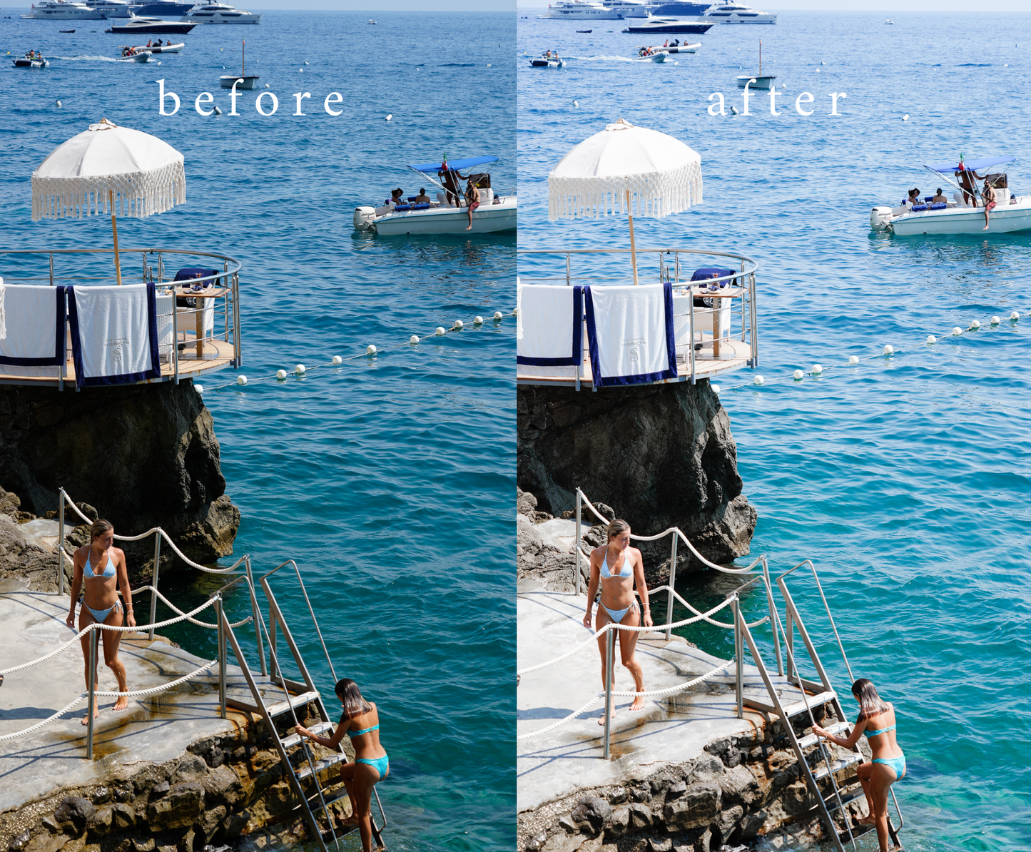 Positano Photo Preset Edit: ool Blue Lightroom Presets | White Whites & Deep Ocean Tones | Europe Beach Minimal Aesthetic Filters