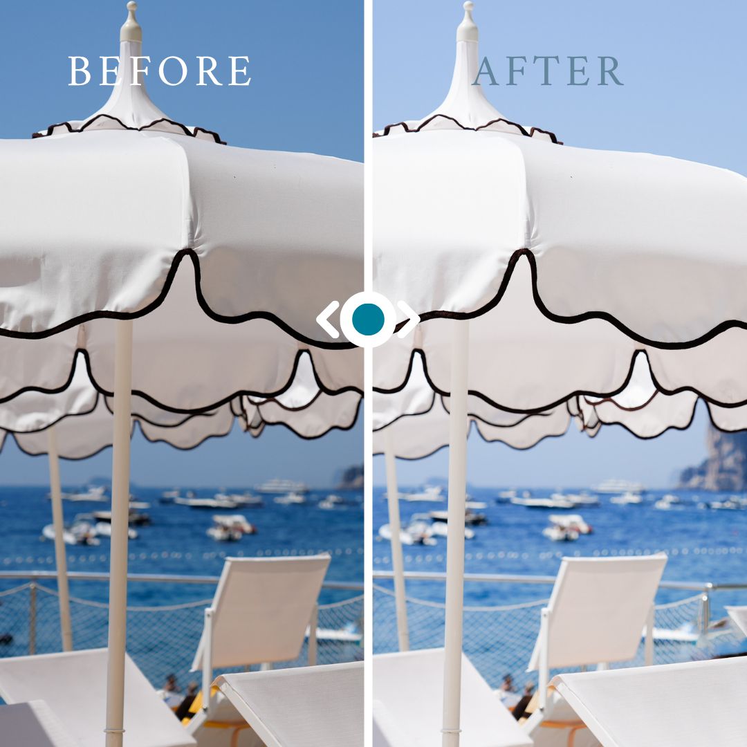 Positano Photo Preset Edit: ool Blue Lightroom Presets | White Whites & Deep Ocean Tones | Europe Beach Minimal Aesthetic Filters