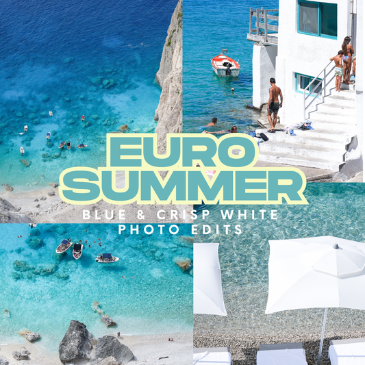 Bright Ocean Photo Preset Edit: Santorini Lightroom Presets | Blue Water, White Villas & Tan Skin | Greek Island Beach Filters