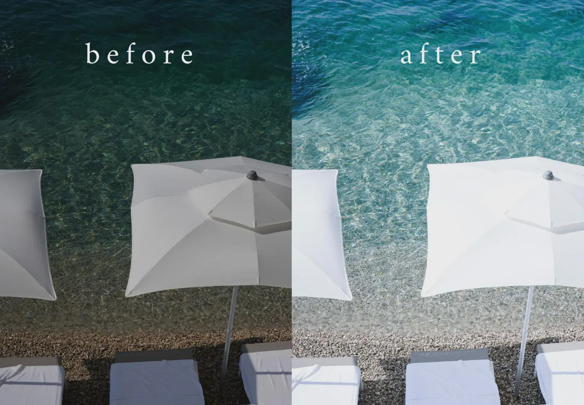 Bright Ocean Photo Preset Edit: Santorini Lightroom Presets | Blue Water, White Villas & Tan Skin | Greek Island Beach Filters