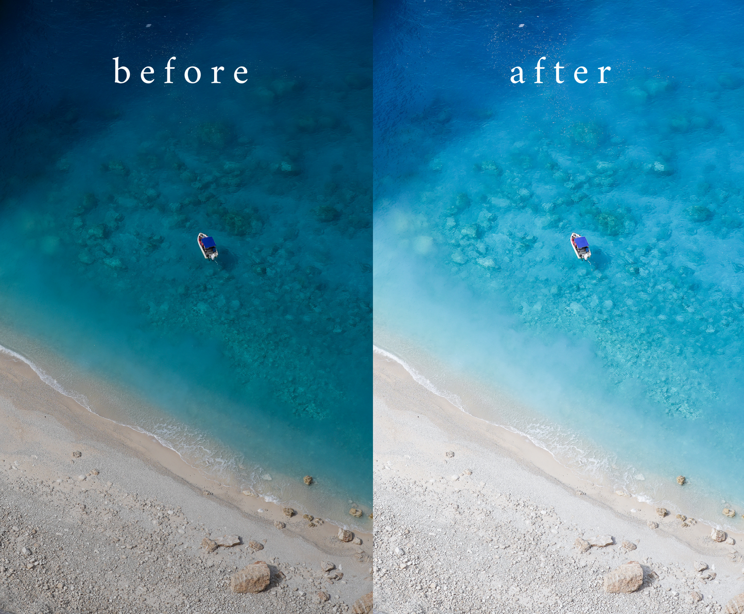 Bright Ocean Photo Preset Edit: Santorini Lightroom Presets | Blue Water, White Villas & Tan Skin | Greek Island Beach Filters