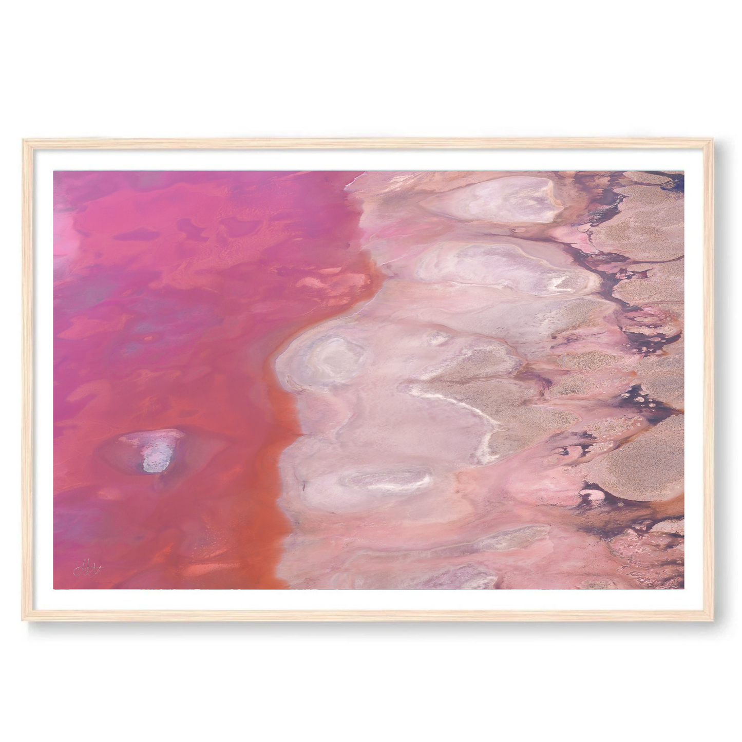 Pink Lake Landscape Wall Art Print Kamalia Studio
