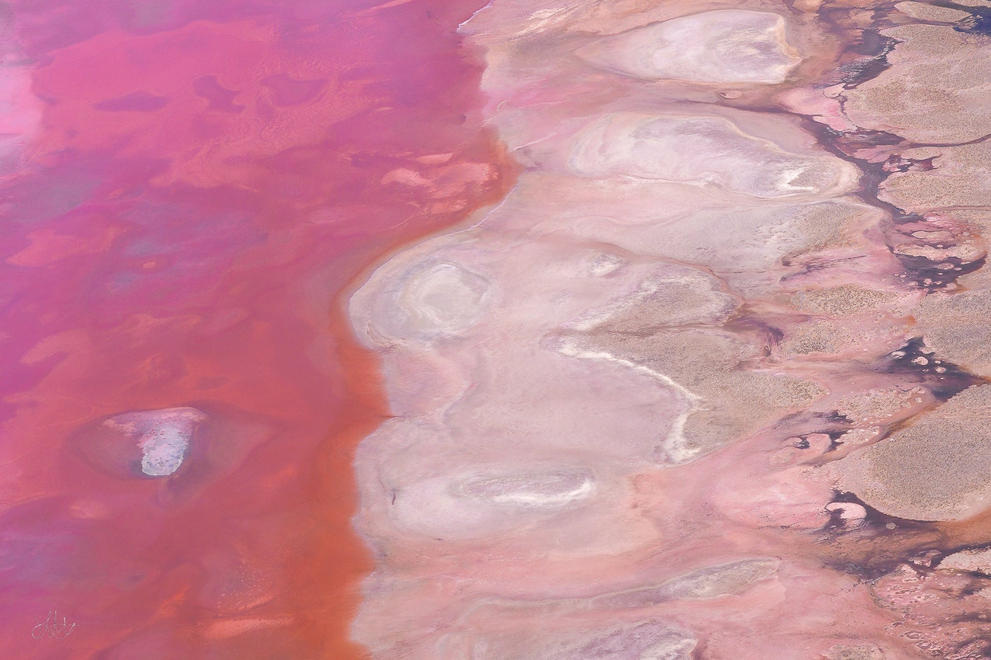 Pink Lake Landscape Wall Art Print Kamalia Studio
