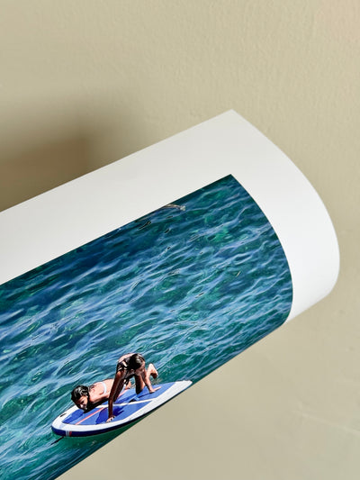 We use giclee archival fine art matte paper, which delivers a wide colour range and a crystal clear image under glass.