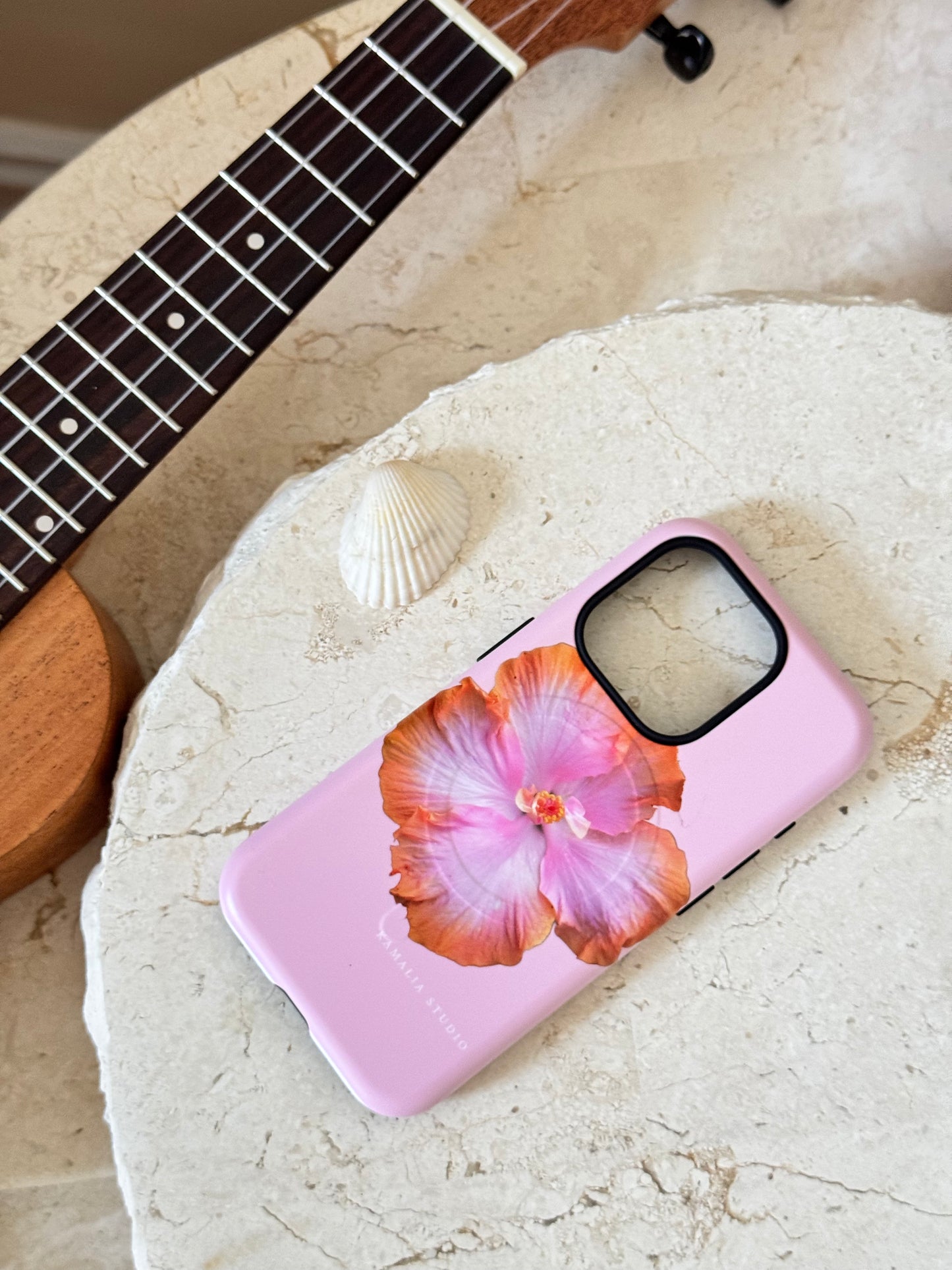Moon Hibiscus Phone Case in Himalayan Pink without Magnet